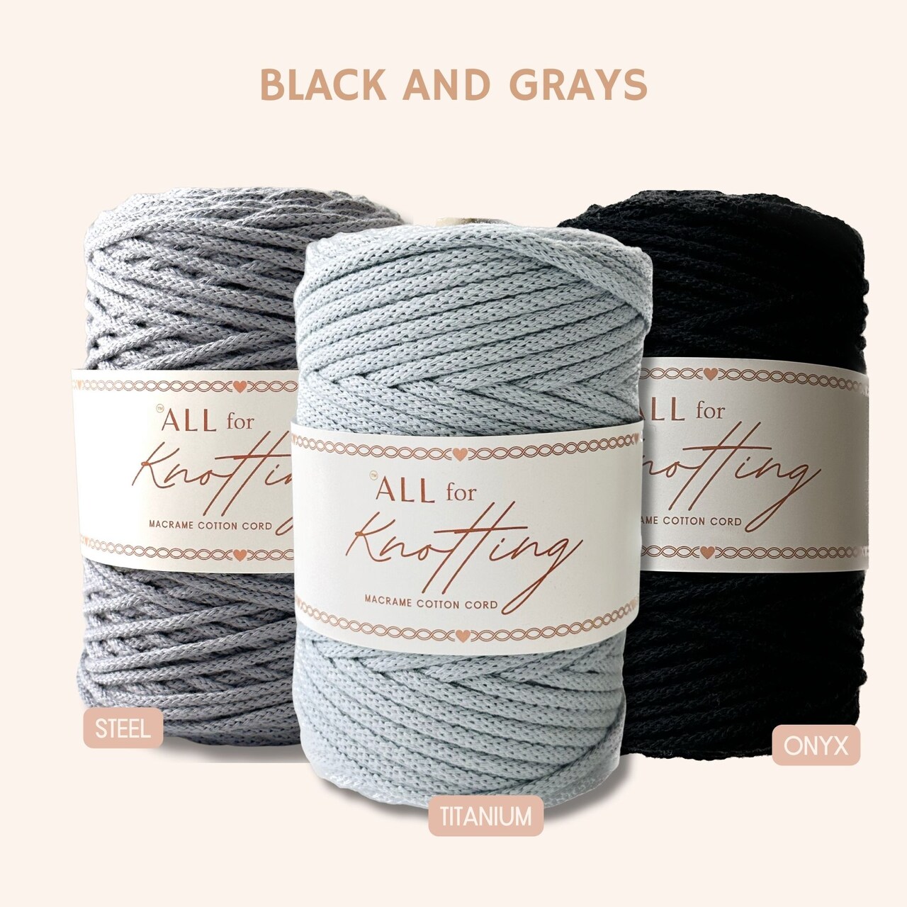 5mm Braided Cords for Macrame, approx 390ft/130yds - All for Knotting